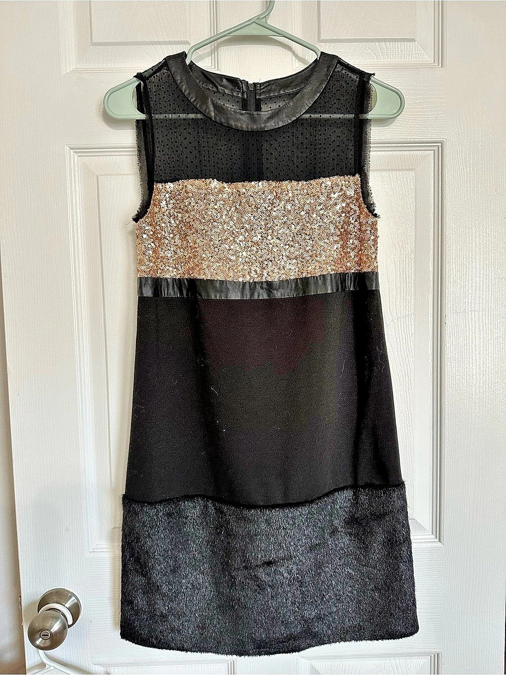 Vintage Rachel Roy Color Block Sequin Mini party Dress Size Small